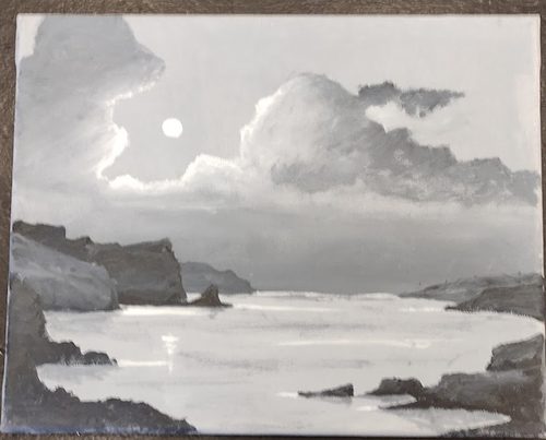 Keith, Moonlit Bay, oils.